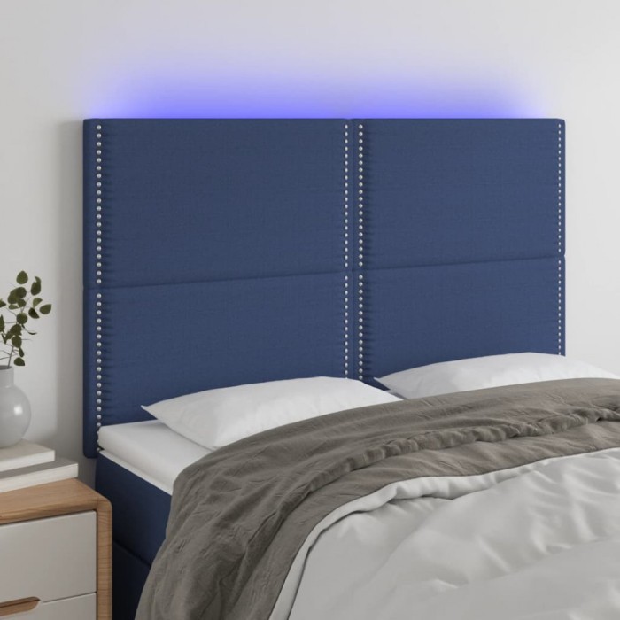 Gossi tablie de pat cu led, albastru, 144x5x118/128 cm, textil