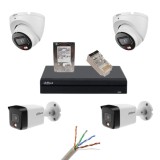 Kit supraveghere video Dahua 4K cu 4 camere 8MP, audio, NVR si HDD 1TB