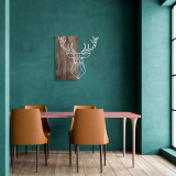 Decoratiune de perete, Deer1, 50% lemn/50% metal, Dimensiune: 56 x 58 cm, Nuc / Argint, Skyler