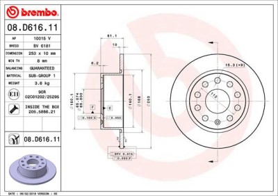 BREMBO 08.D616.11 PRIME LINE - UV Coated Disc frana foto