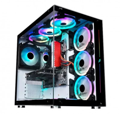 Carcasa 1stPLAYER Gaming SP8 SteamPunk, ARGB, Mid-Tower, fara sursa, culoare alba foto