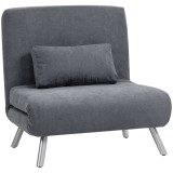 HOMCOM Fotoliu cu functie de pat, design 2-in-1, fotoliu de dormit, pat de oaspeti, husa material, cu perna, Gri inchis | Aosom Romania