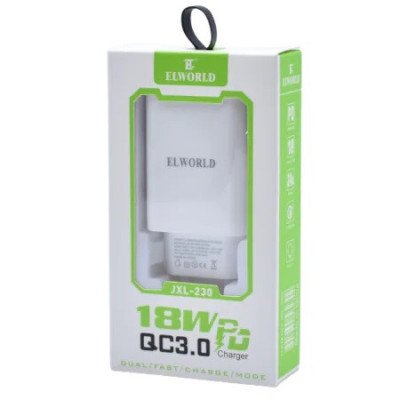 Incarcator priza Elworld 18W,incarcare rapida 3.0, 1x USB,1x Type C - Alb foto