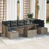 Gossi set de canapea de gradina 8 piese cu perne gri din poliratan