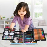 Set 145 piese pentru pictura, pentru copii sau adulti, pixuri de colorat, creioane colorate si vopsele de pictura, cu geanta de transport ALBASTRA, mo