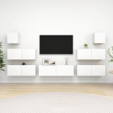 VidaXL Set dulapuri TV, 7 piese, alb, lemn prelucrat