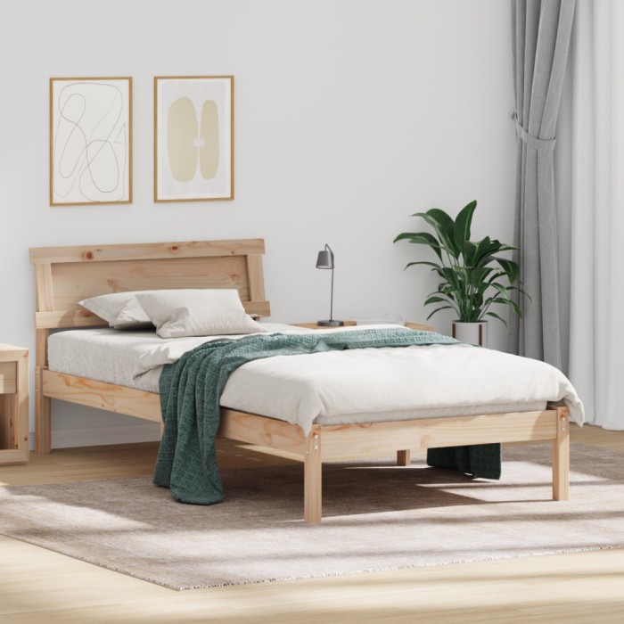 vidaXL Cadru de pat Maro 90 x 190 cm Lemn de brad solid