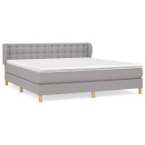 Cumpara ieftin Pat continental cu saltea, gri deschis, 160x200 cm, textil