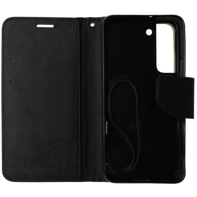 Husa tip carte cu stand Fancy Book auriu cu negru pentru Samsung Galaxy S22 5G foto