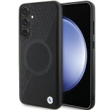 Husa BMW Samsung Galaxy S24 Signature Leather Half Textured &amp; Circle MagSafe, negru, BMHMS24S23RTPK