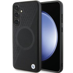 Husa BMW Samsung Galaxy S24 Plus Signature Leather Half Textured &amp;amp; Circle MagSafe, negru, BMHMS24M23RTPK foto