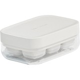 Forma pentru gheata cu presa Flippy, din silicon alimentar, 6 cuburi, caserola pentru depozitare, usor de folosit si curatat, 10.5 x 7.5 x 4.1 cm, alb