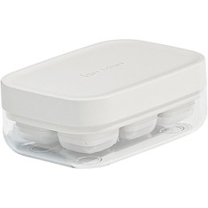Forma pentru gheata cu presa Cyrax, din silicon alimentar, 6 cuburi, caserola pentru depozitare, usor de folosit si curatat, 10.5 x 7.5 x 4.1 cm, alb