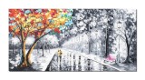 Cumpara ieftin Tablou indragostiti pictat manual living, Impreuna pentru totdeauna, 120x60cm ulei pe panza in relief