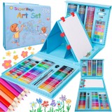 Cumpara ieftin Set de pictura si desen pentru copii WePro Store, 208 piese, carioci, creioane colorate, pasteluri de ulei si acuarele