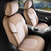 Set Huse Scaune Auto Panda Dubai, material textil cu piele ecologica, cu fermoare pentru bancheta rabatabila, bej, 11 piese Automobile ProTravel