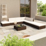 vidaXL Set mobilier de grădină cu perne, 8 piese, maro, poliratan 41258
