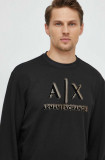 Armani Exchange bluza barbati, culoarea negru, cu imprimeu