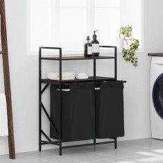 vidaXL Coș de rufe 2 compartimente cu rafturi stejar maro 859089