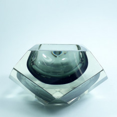 f Vas de sticla veche de Murano, cristal slefuit manual marcat