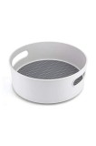 Cumpara ieftin Tavă de depozitare rotativă la 360&deg;, 1 nivel, margine &icirc;naltă, suprafață antiaderentă, plastic, albă, 23 x 7 cm