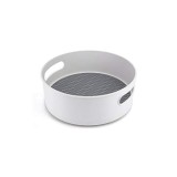 Tavă de depozitare rotativă la 360&deg;, 1 nivel, margine &icirc;naltă, suprafață antiaderentă, plastic, albă, 23 x 7 cm