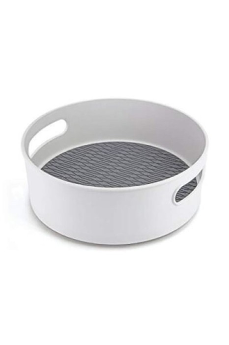 Tavă de depozitare rotativă la 360&deg;, 1 nivel, margine &icirc;naltă, suprafață antiaderentă, plastic, albă, 23 x 7 cm