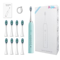 Periuta de Dinti Electrica SofiaCONCEPT&reg;, 8 Capete Incluse, IPX7, 1200Mah, 43000 Miscari/Min, Blue Coral