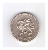 Moneda Anglia 1 pound / o lira 2000, stare buna, curata