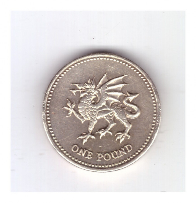 Moneda Anglia 1 pound / o lira 2000, stare buna, curata