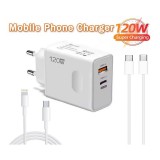 Incarcator Super Rapid Universal PD003 cu 2 Porturi Usb 120W PD + QC si Cablu