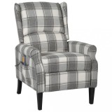 VidaXL Fotoliu de masaj rabatabil, alb gri, material textil