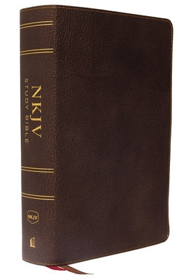 NKJV Study Bible, Premium Calfskin Leather, Brown, Full-Color, Red Letter Edition, Indexed, Comfort Print: The Complete Resource for Studying God&amp;#039;s Wo foto