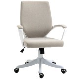 Vinsetto Scaun Ergonomic de Birou, Reglabil &icirc;n &icirc;nălțime Pivotant 360&deg; cu Legănare, 62x69x92-100 cm, Bej | Aosom Romania