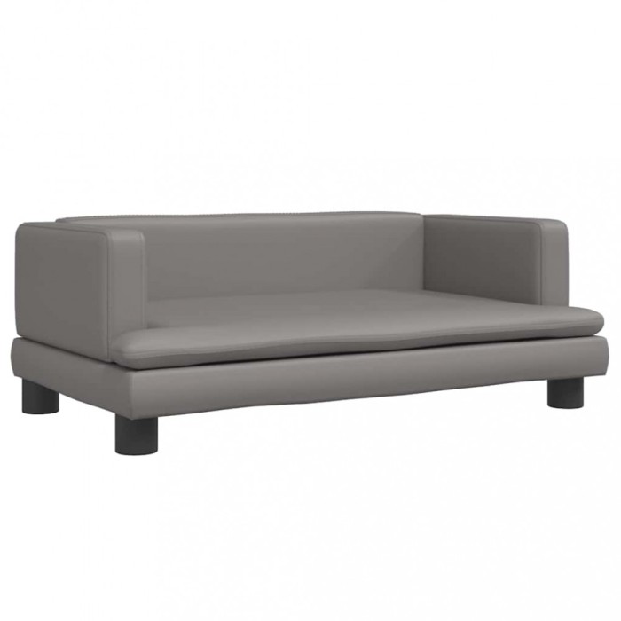 Pat de caini, gri, 80x45x30 cm, piele ecologica