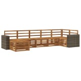 vidaXL Set canapea sectională 7 pcs natural Lemn Solid de Acacia 3384635