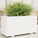 Jardiniera gradina vidaXL, lemn pin masiv, 90x40x49.5 cm, alba, ghiveci exterior