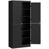 HOMCOM Bufet &icirc;nalt pentru bucătărie, dulap de bucătărie cu 4 uși, 6 niveluri și rafturi reglabile, 76 x 40 x 176,7 cm, negru | Aosom Romania
