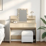 Masă de toaletă cu LED, stejar sonoma, 100x40x130 cm