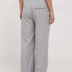 Pepe Jeans pantaloni femei, culoarea gri, drept, high waist