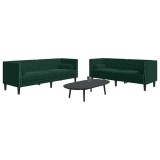 VidaXL Set canapele Chesterfield cu perne rulou 2 piese verde catifea 3209293