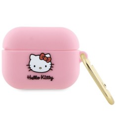Husa pentru Apple AirPods Pro 1 - Hello Kitty Silicone 3D Kitty Head (HKAP3DKHSP) - Pink