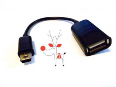 Adaptor cablu OTG mufa usb mama la mufa mini usb 5 pini tata foto