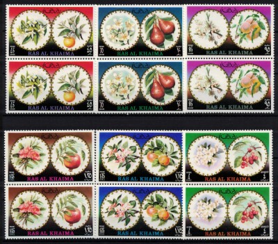 RAS AL KHAIMA 1972 - Flori si fructele lor/ serie completa perechi MNH foto