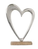 Decor Valentine Day, inima din metal cu baza din lemn, tema Ziua indragostitilor, inaltime 27.5 cm