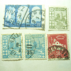 4 Timbre Algeria colonie franceza 1927-1930 stampilate