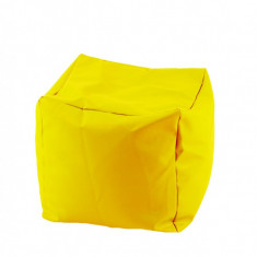 Fotoliu mic taburet cub xl yellow quince pretabil si la exterior umplut cu perle polistiren
