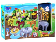 Set cuburi cu figurine gradina zoologica 51 piese
