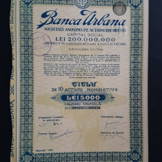 Actiune 1945 Banca Urbana / titlu 10 actiuni nominative