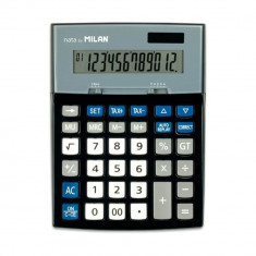 Calculator de Birou MILAN, 12 Digits, 200x151x41 mm, Alimentare Duala, Corp din Plastic Negru/Gri, Calculatoare Birou, Calculator 12 Digits, Calculato